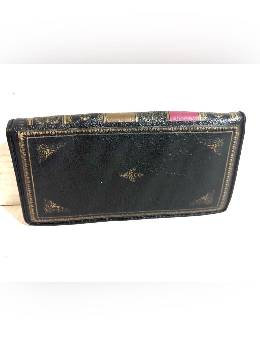 Classic Black Leather Women's Bag with Gold Detailing